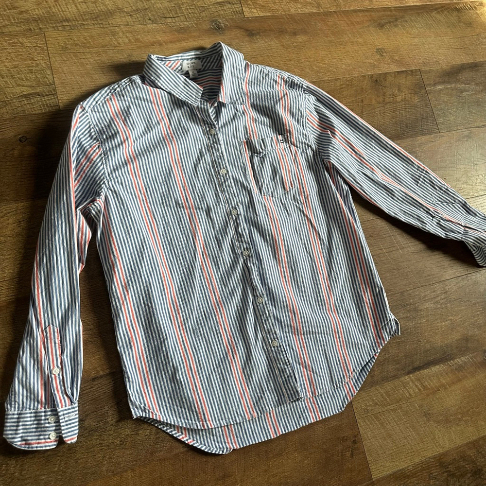 Women's Crown & Ivy Blue Red Striped Button Down Shirt M